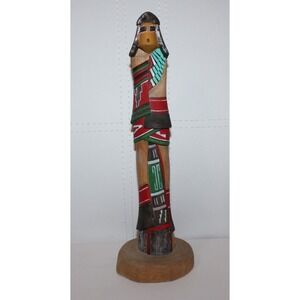 vintage signed carved wood 13" Katsina Kachina doll 1975 Hopi
